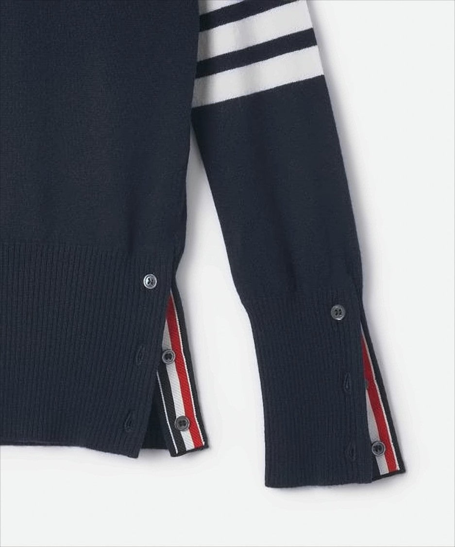 Thom Browne Cashmere Knit Sweater With Classic Crew Neck And Signature Stripes