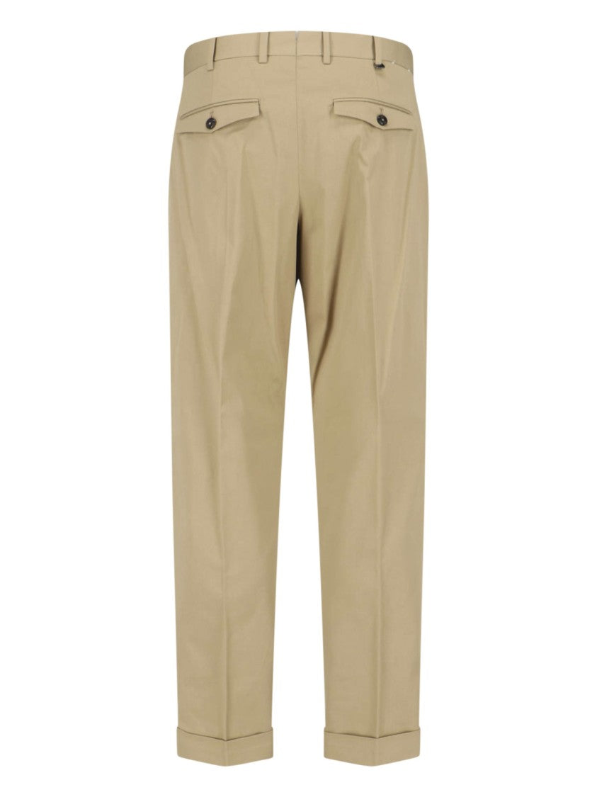Pt Torino Tailored Beige Trousers With Clean Front