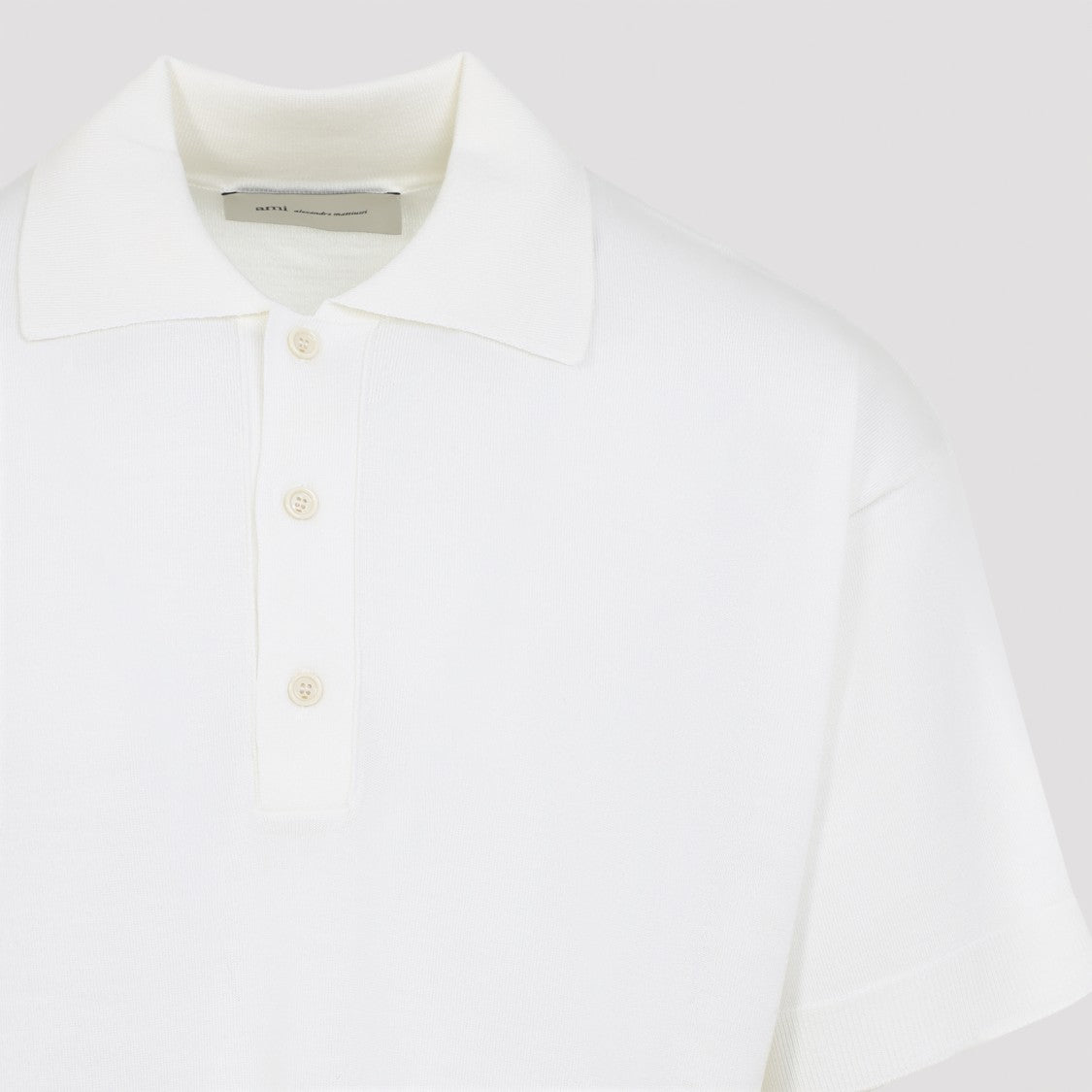 Ami Paris Wool-Silk Blend Polo Shirt With Classic Collar