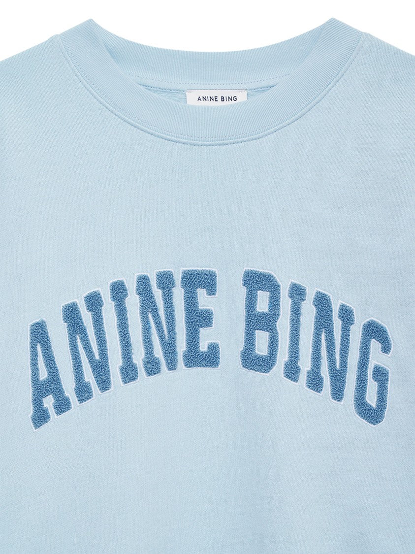 Anine Bing Light Blue Relaxed Fit Sweatshirt With Textured Logo