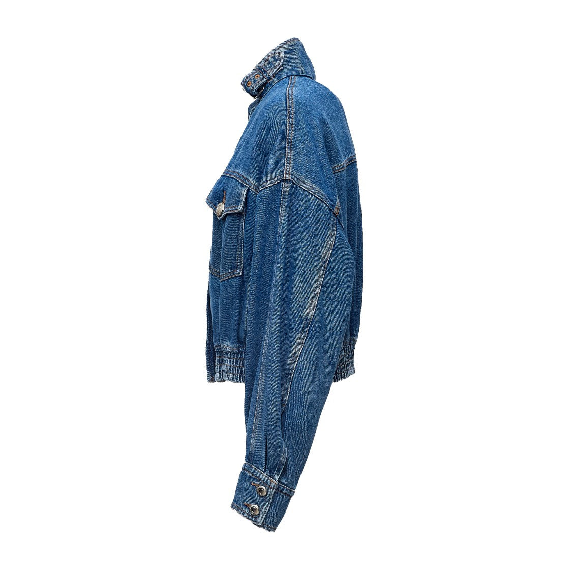 Sportmax Indigo Denim Jacket With Vintage Wash And Blouson Effect