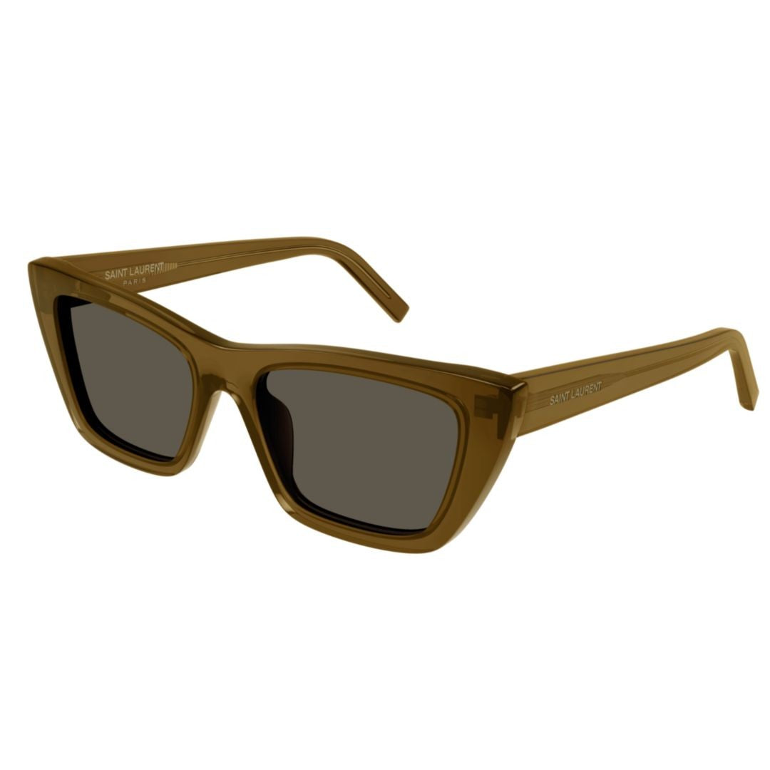 Saint Laurent Angular Cat-Eye Sunglasses In Translucent Brown