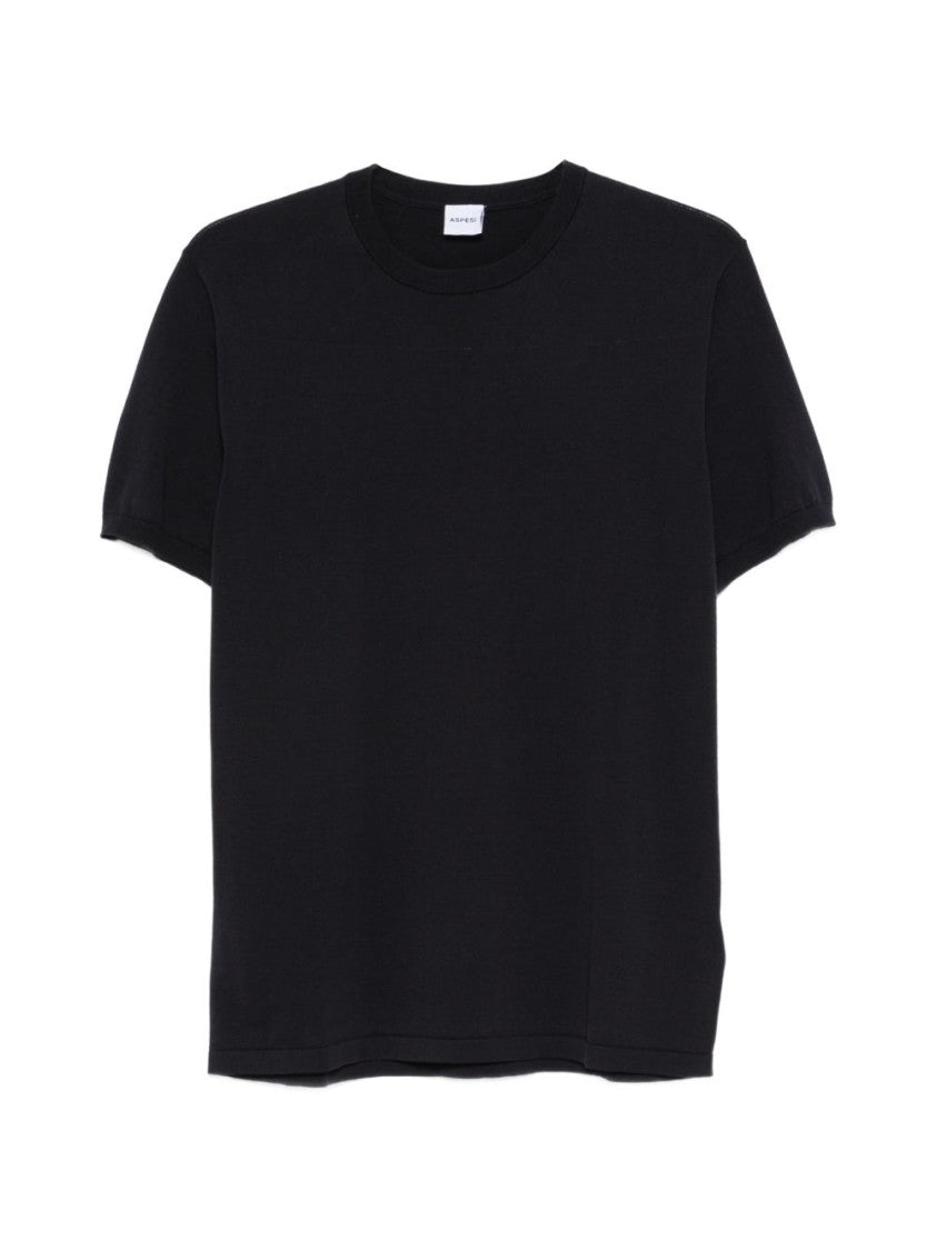 Aspesi Minimalistic Blue T-Shirt With Crew Neckline And Straight Hem