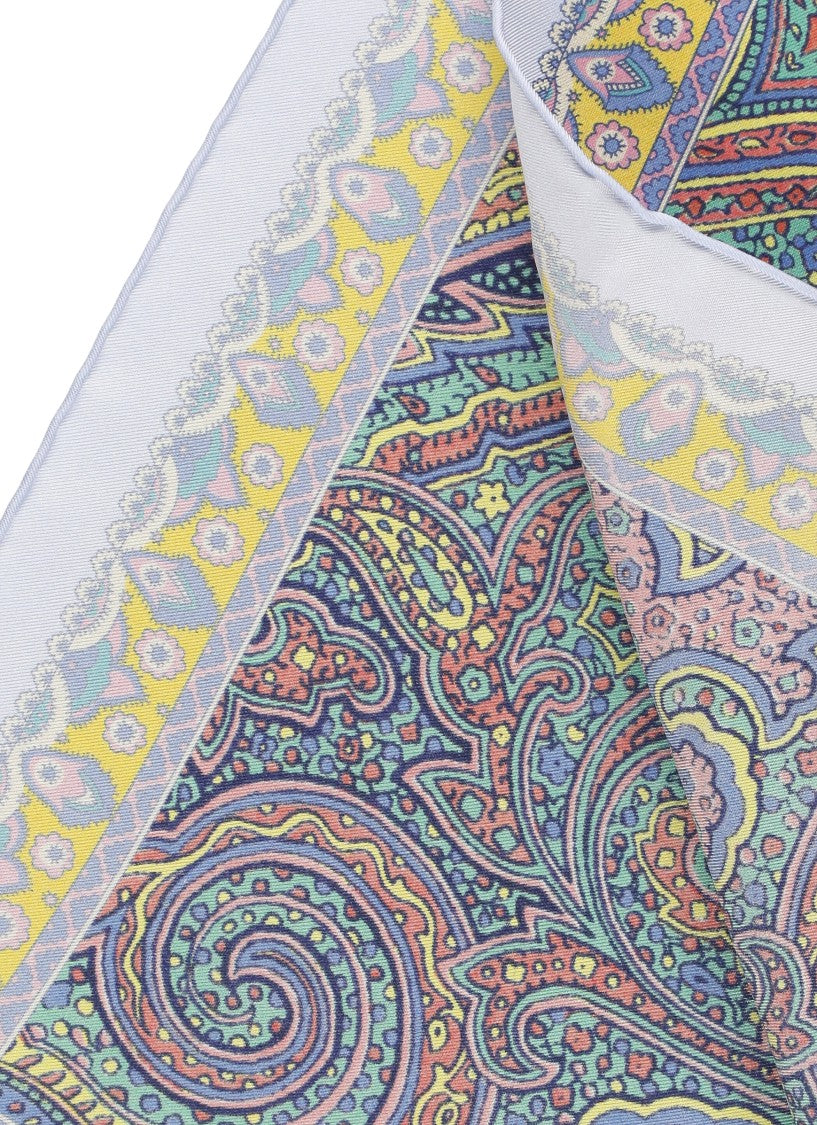 Etro Multicolor Paisley Silk Shawl With Delicate Edges