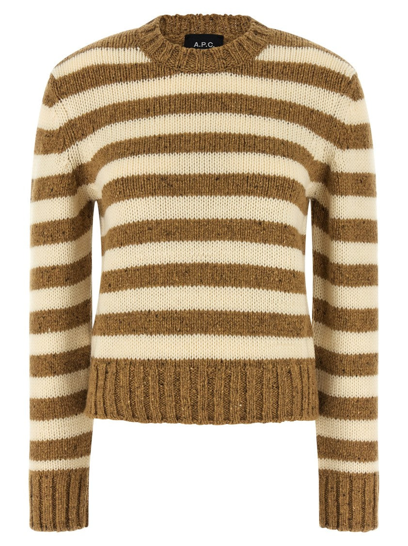 A.P.C. Horizontal Striped Virgin Wool Sweater With Ribbed Cuffs