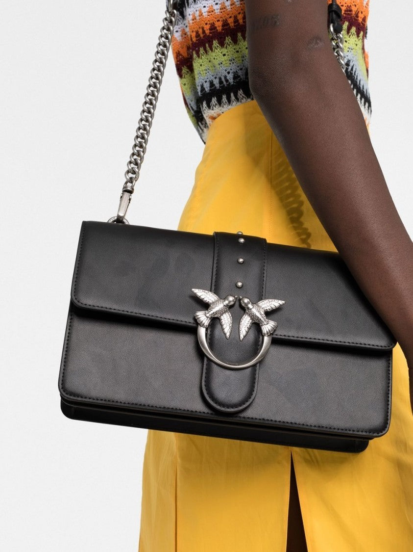 Pinko Silk-Finish Leather Shoulder Bag