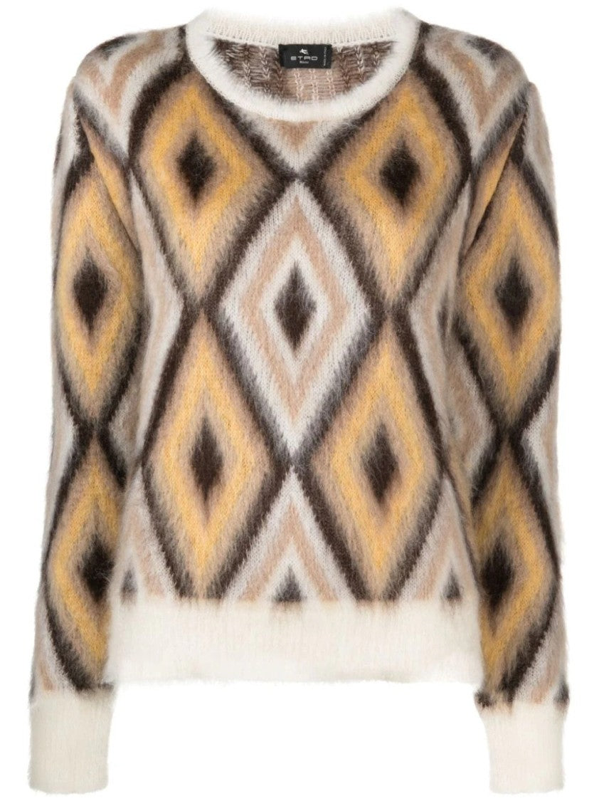 Etro Multicolour Diamond Pattern Sweater With Cozy Texture