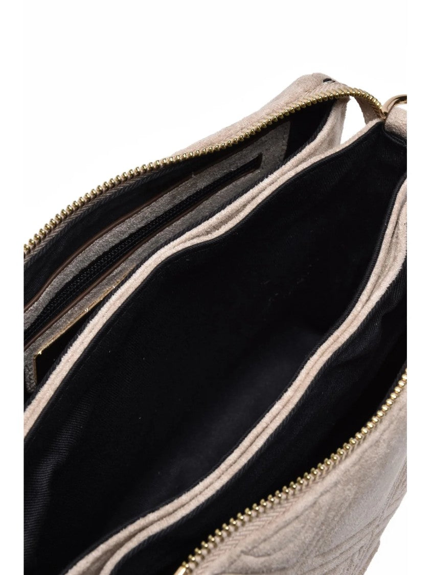 Ermanno Firenze Valentina Suede Effect Shoulder Bag With Quilted Design