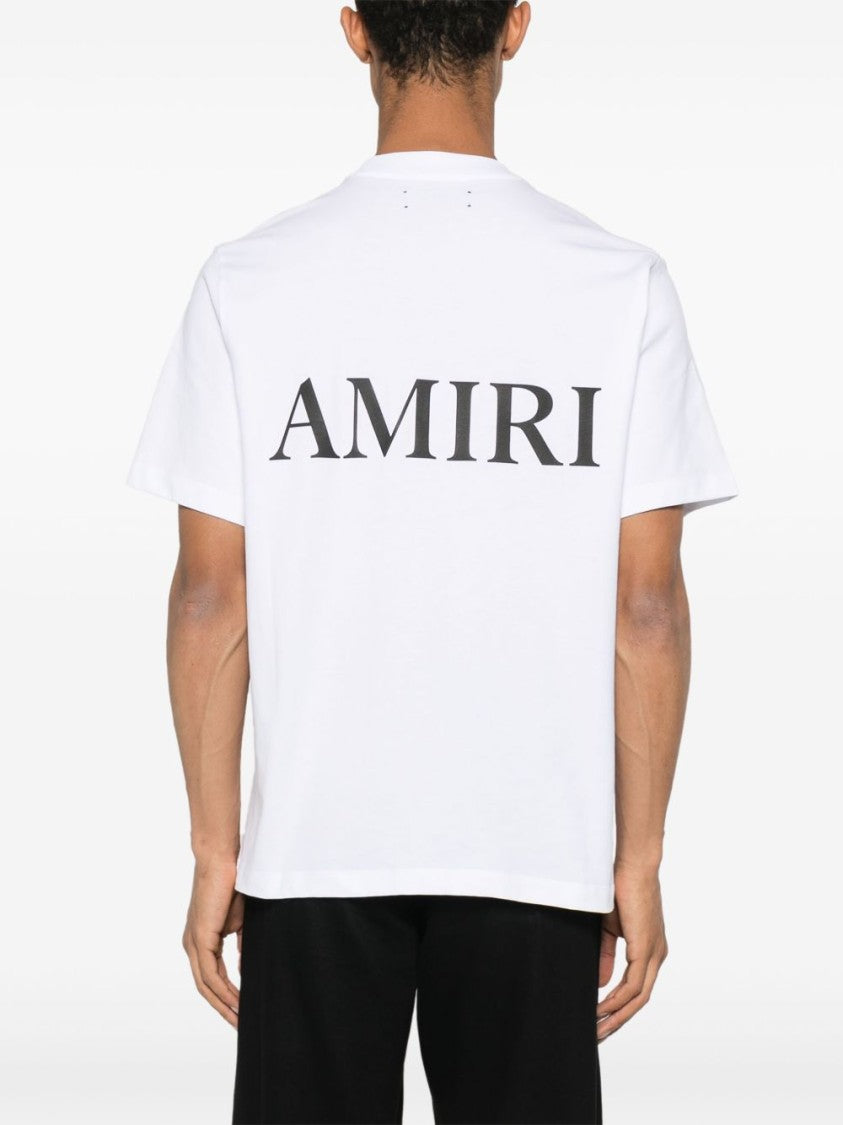 Amiri White Cotton T-Shirt With Bold Logo Accents