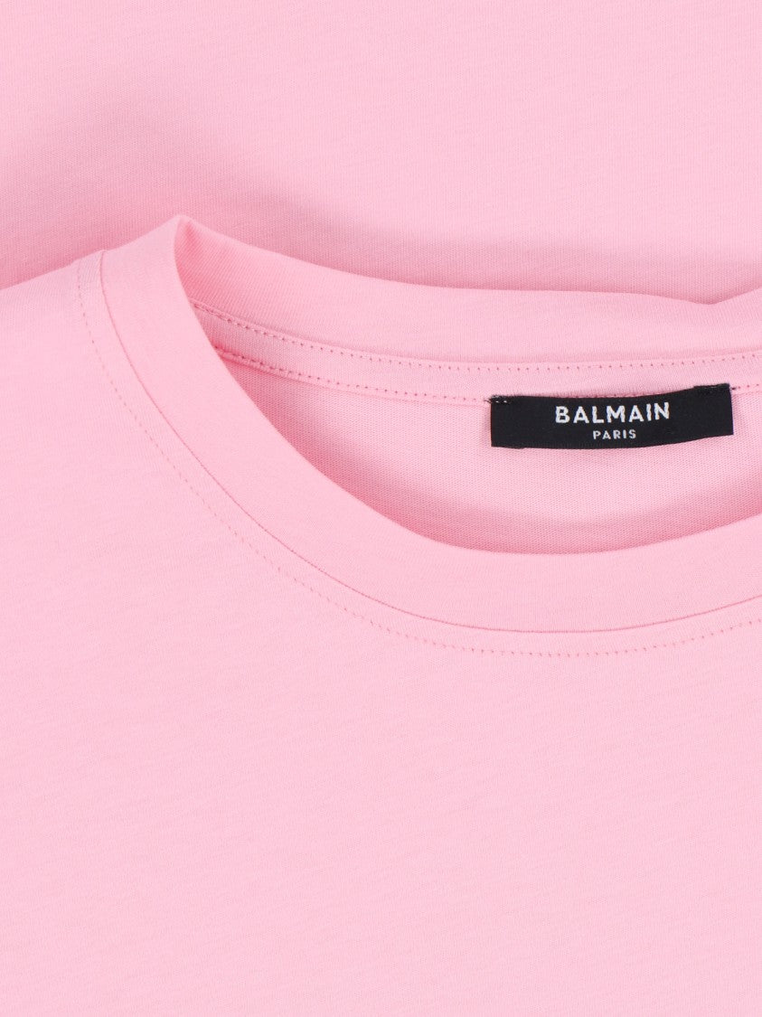 Balmain Logo Crop T-Shirt Pink
