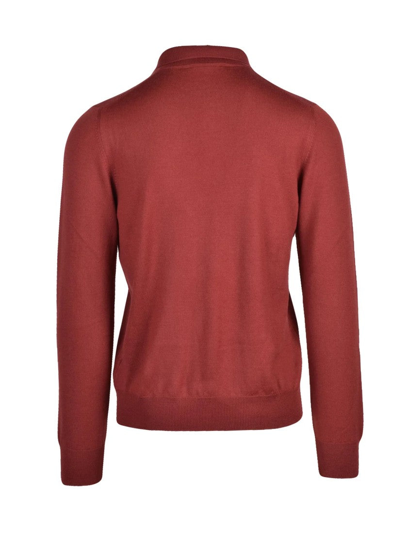 Gran Sasso Virgin Wool Polo Knit Sweater With Classic Collar And Three-Button Placket