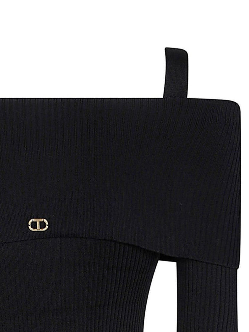 Twin-Set Black Dress With Front Button Fastening