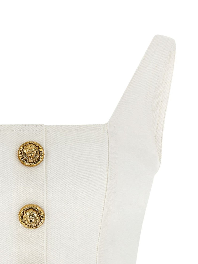 Balmain Beige Silk And Nylon Lightweight Top