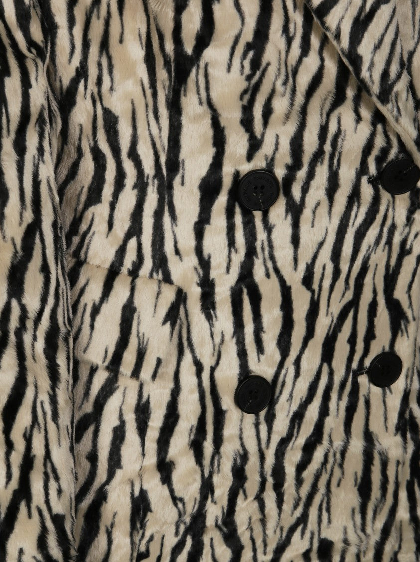 Rotate Printed Faux Fur Coat