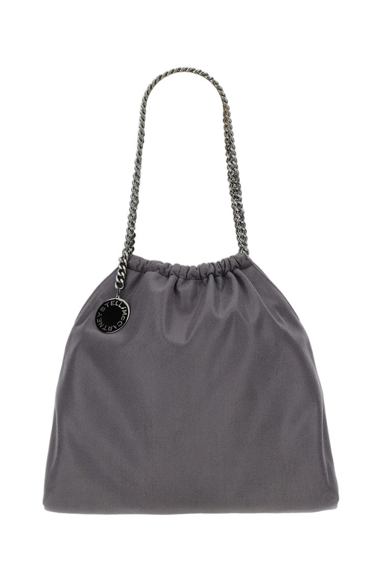 Stella Mccartney Medium Gray Falabella Drawstring Bag With Ruthenium Chains
