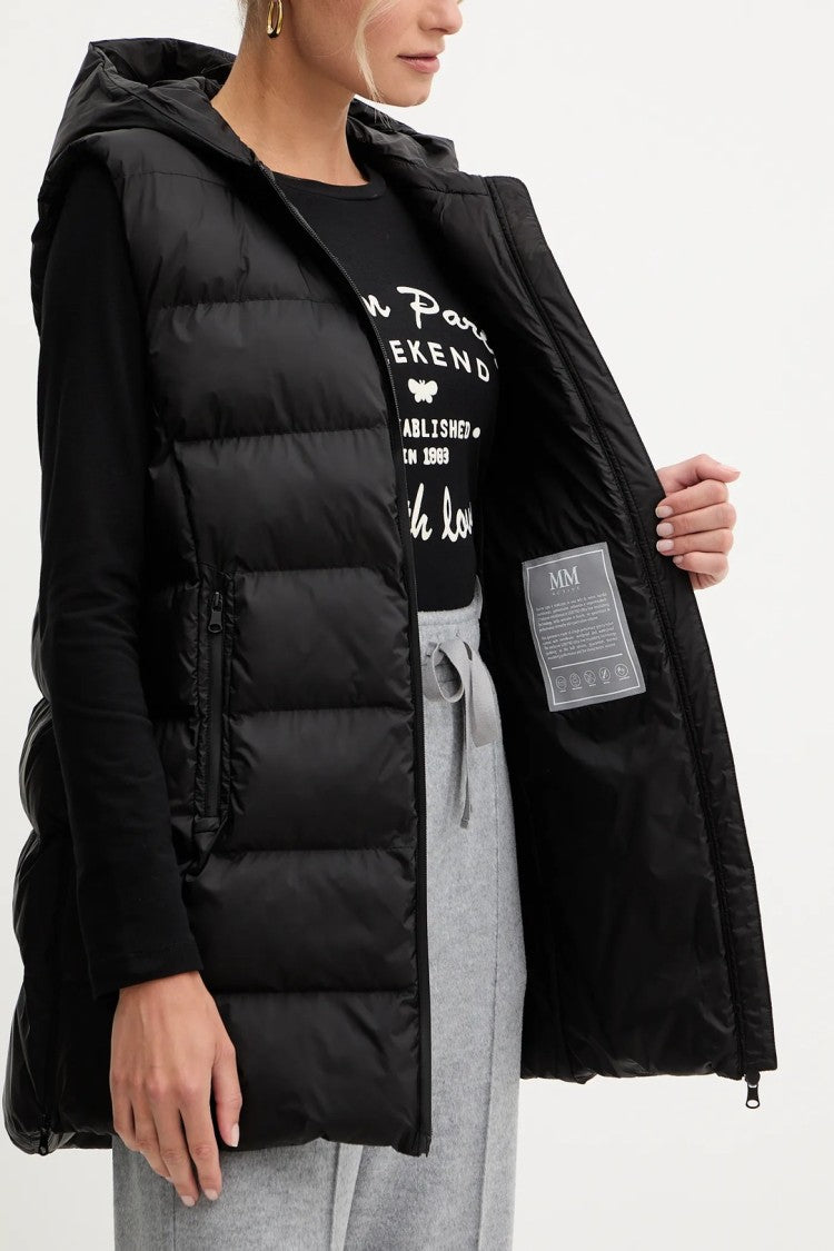 Max Mara Quilted Black Padded Gilet With Hood