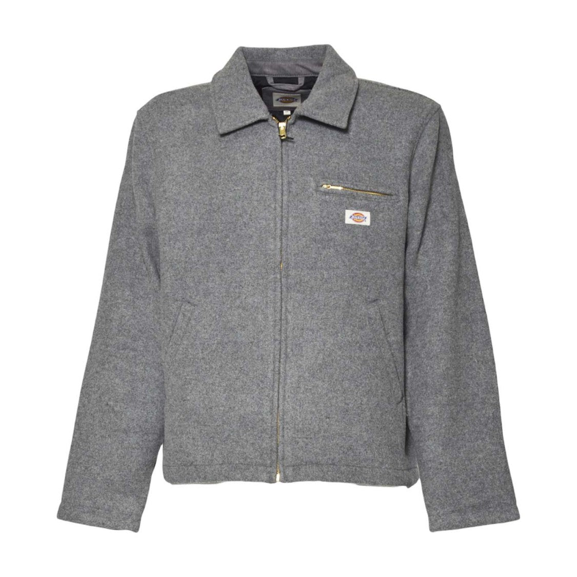 Dickies Light Grey Jacket With Classic Collar And Zippered Closure