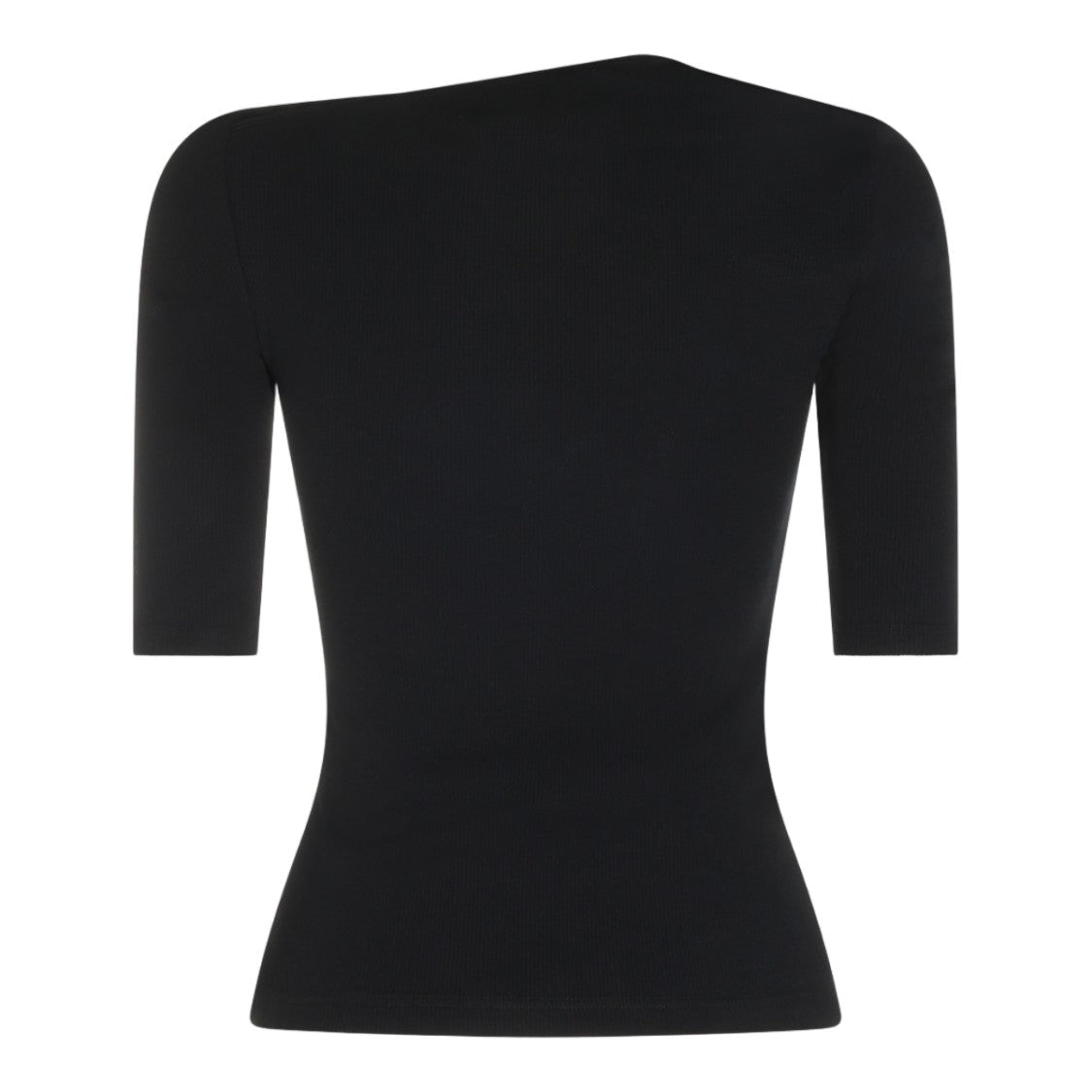 Mm6 By Maison Margiela Ribbed Fitted Top With Asymmetrical Neckline
