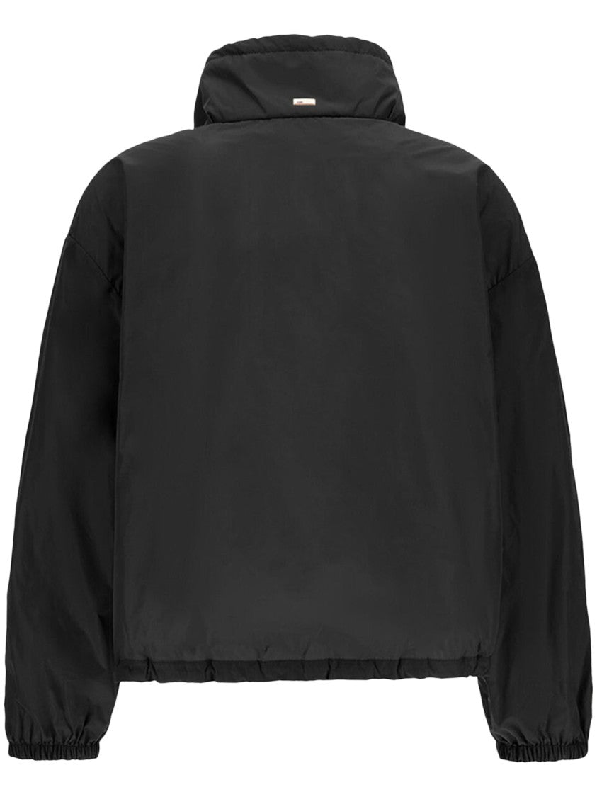 Herno Slightly Cropped Black Jacket With High Collar