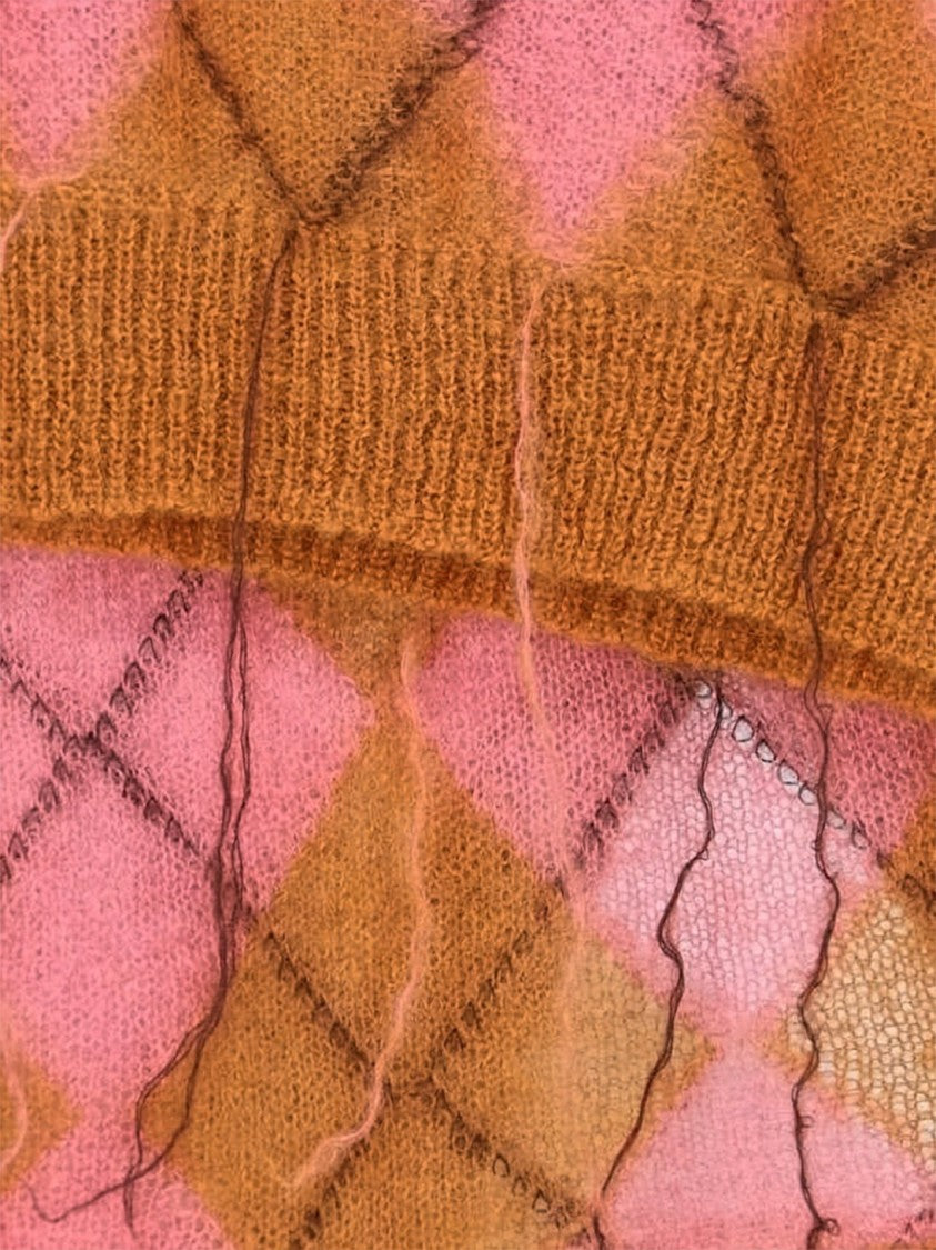 Marni Textured Argyle Knit Vest In Soft Mohair Blend