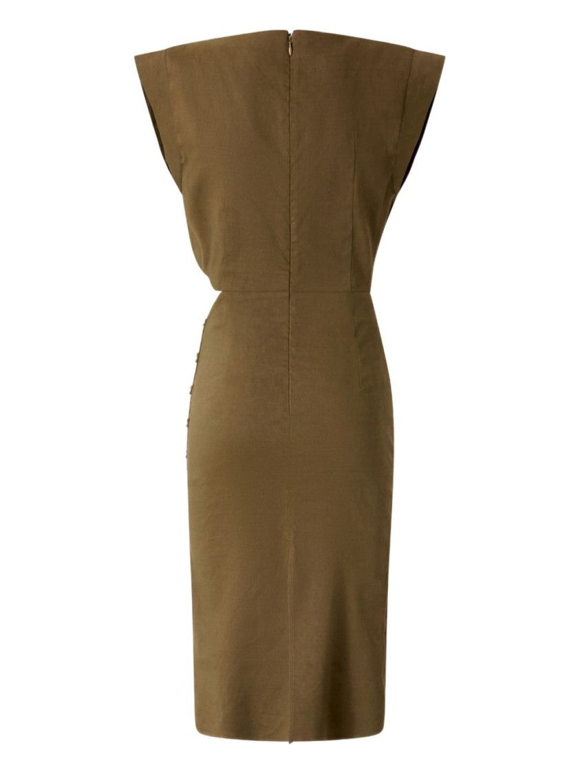 Pinko Off-The-Shoulder Green Dress With Ruching