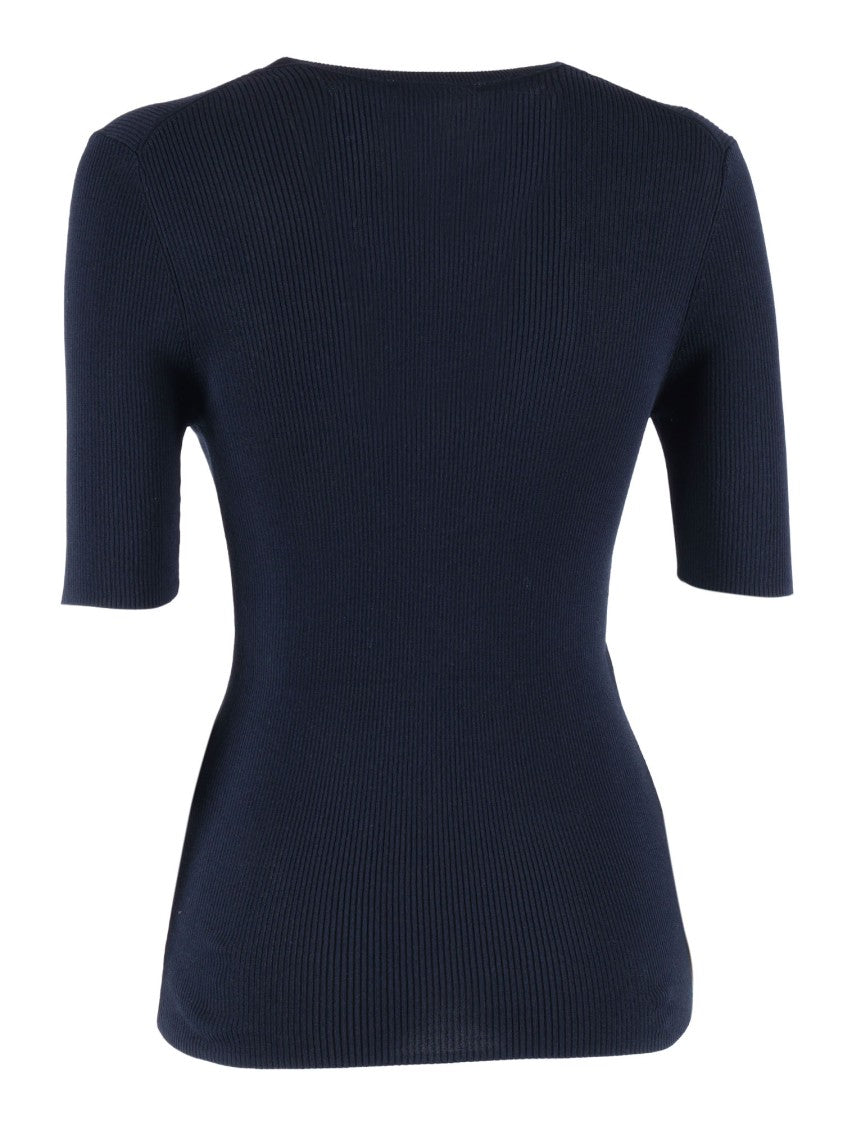 P.A.R.O.S.H. Fitted Ribbed Short Sleeve Top