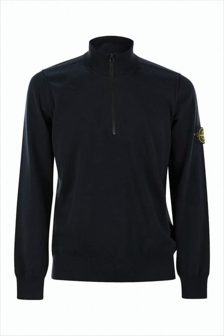 Stone Island Half-Zip Pullover Sweater With High Collar