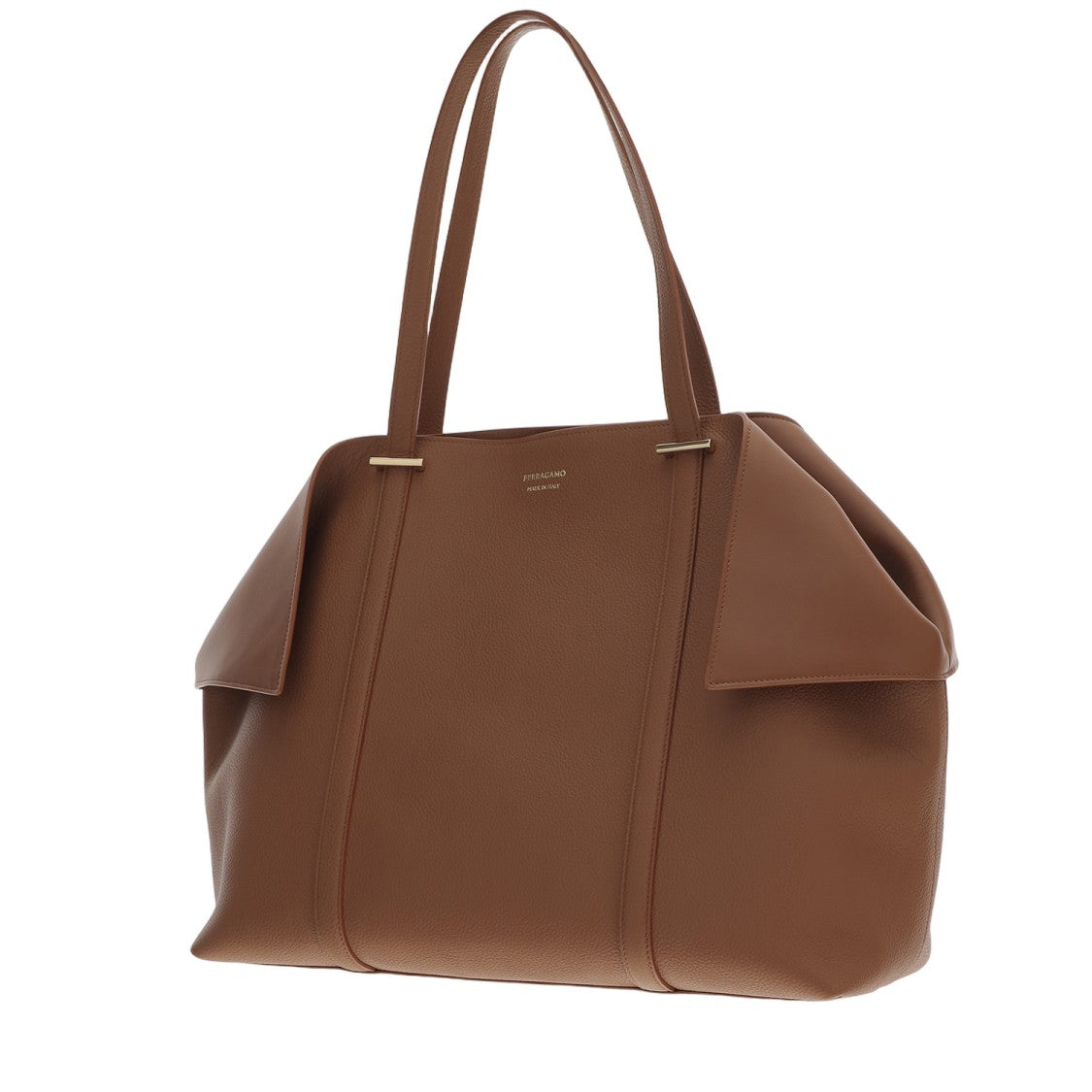 Salvatore Ferragamo Trapezoidal Leather Shoulder Bag With Golden Accents