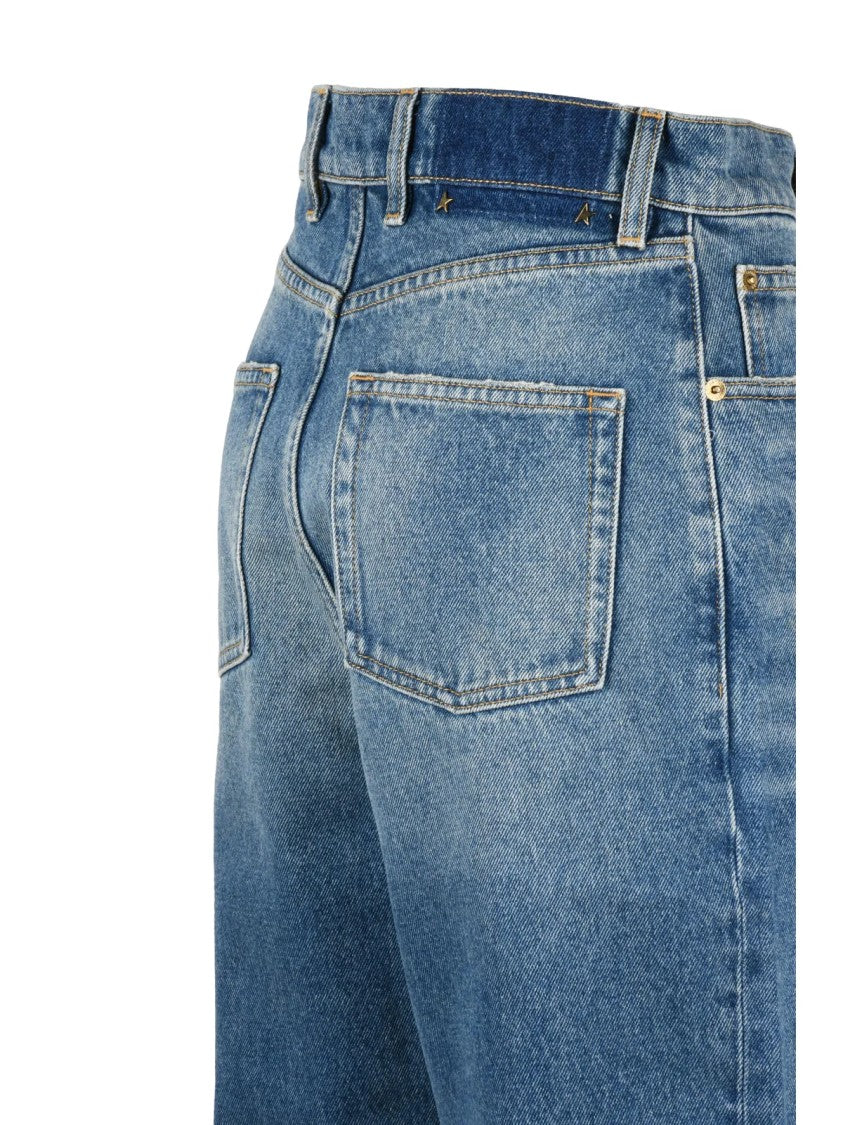 Golden Goose Kim Long Leg Blue Denim Jeans With Structured Fit