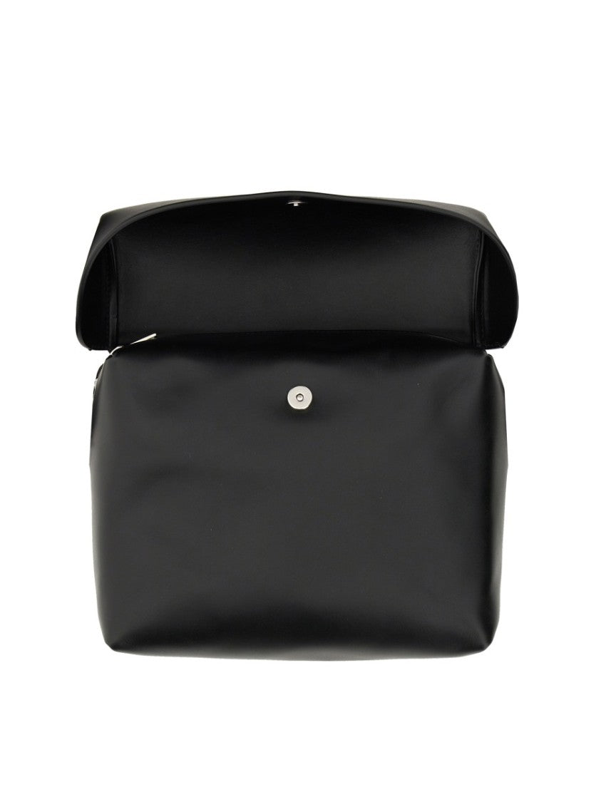 Jil Sander Black Leather Lid Bag With Adjustable Strap
