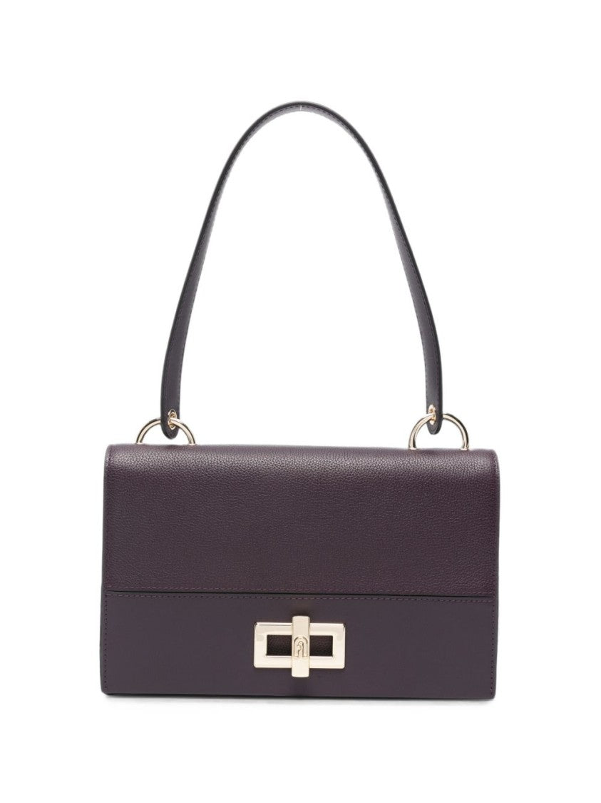Furla Structured Burgundy Gold-Hardware Handbag