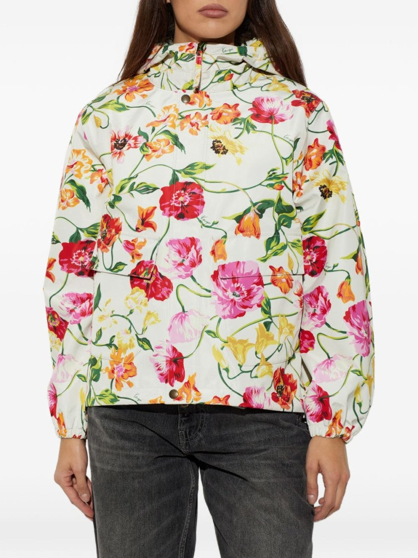 Kenzo Floral Print Hooded Zip-Front Jacket