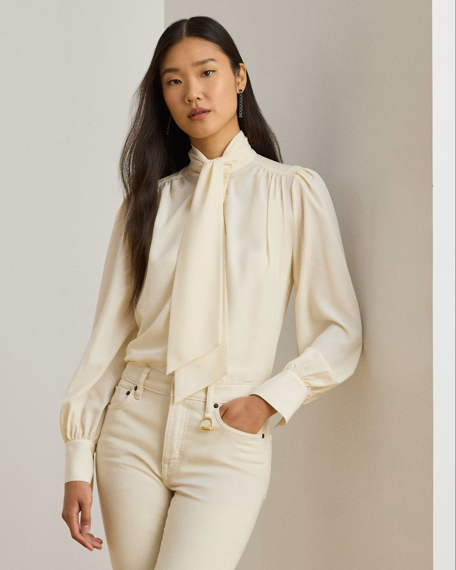 Lauren Ralph Lauren Natural Klaryce Recycled Georgette Blouse Shirt