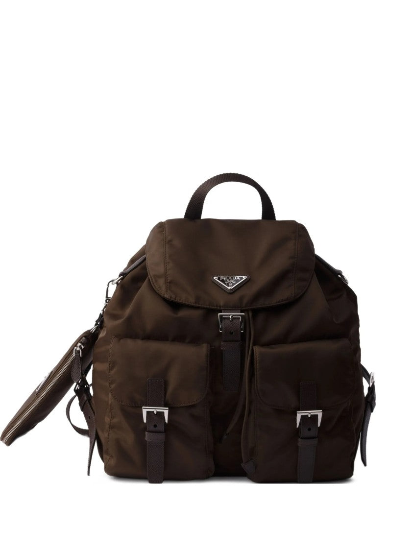 Prada Structured Re-Nylon Medium Backpack With Buckle Closure And Front Pockets