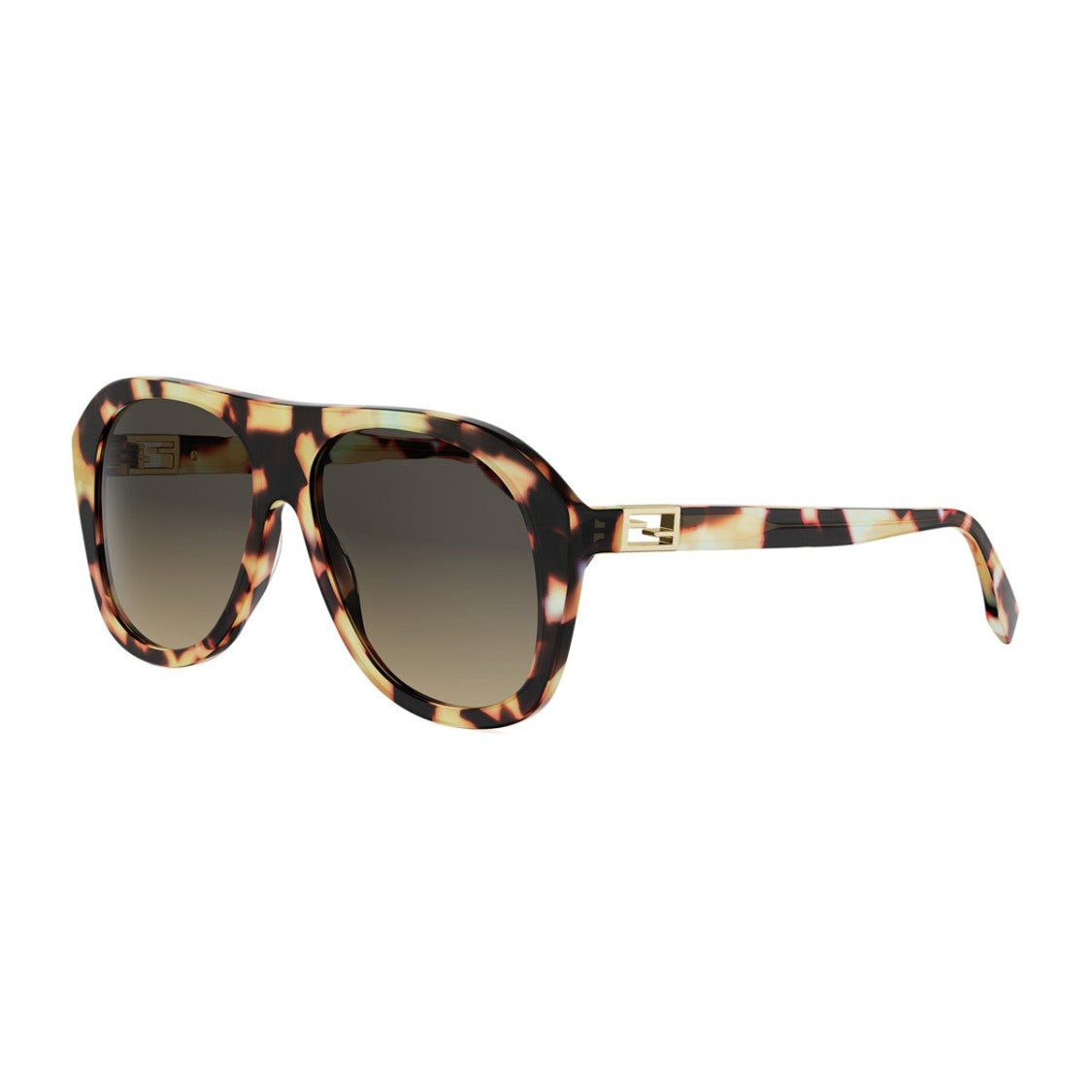 Fendi Havana Tube Bold Oversized Acetate Sunglasses