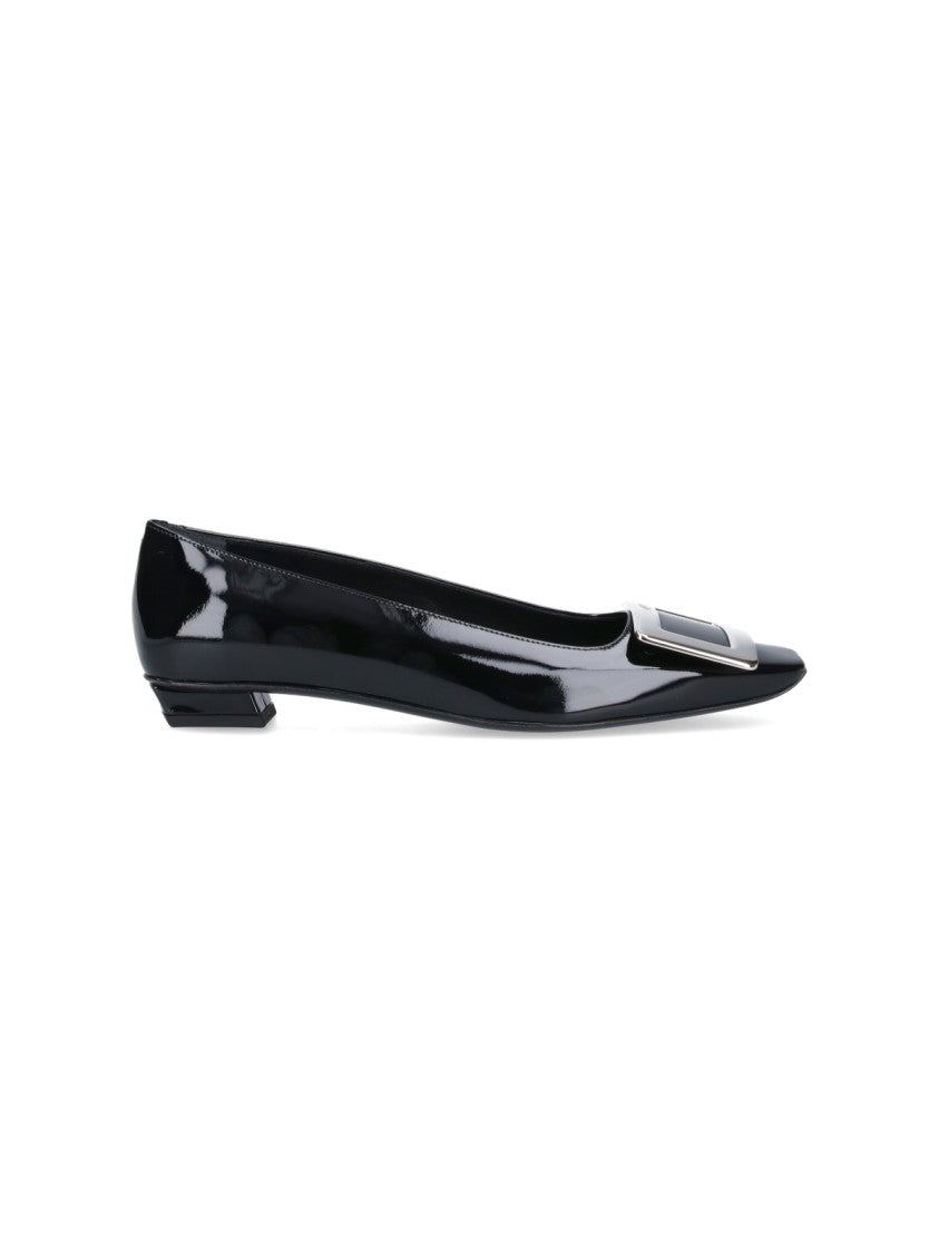 Roger Vivier Black Belle Vivier Patent Leather Flats