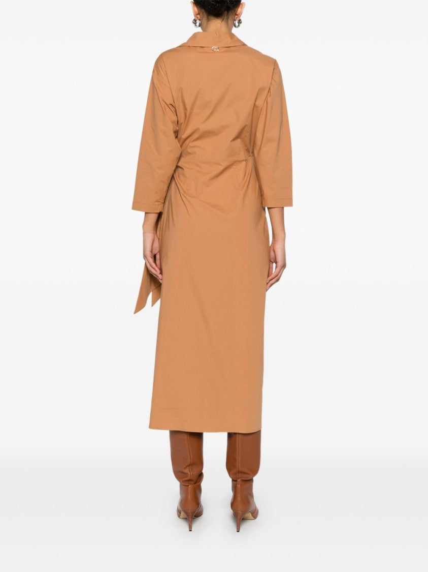 Twin-Set Beige Midi Dress With Wrap Design