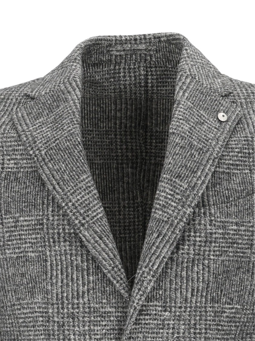 L.B.M. 1911 Grey Drop S Checkered Blazer