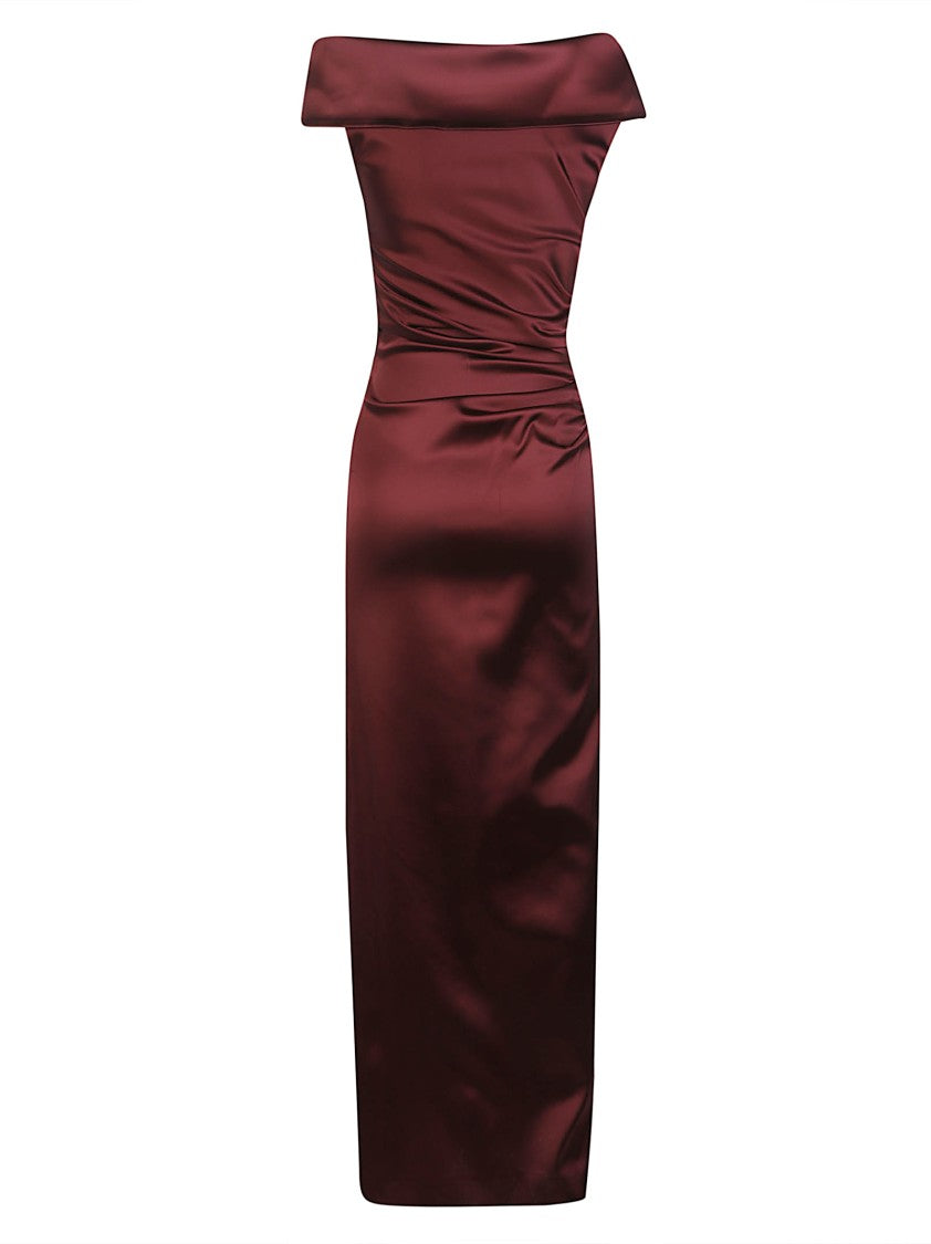Max Mara Opaco Burgundy Satin-Finish Midi Dress