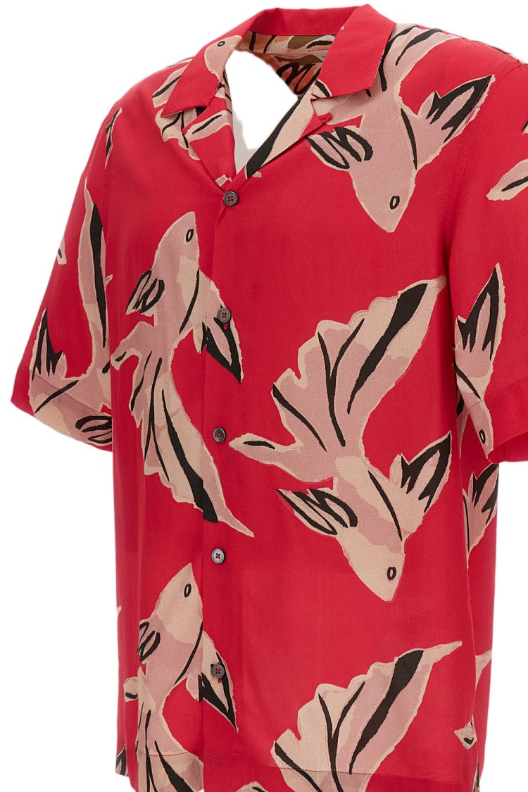 Paul Smith Flowing Oversized Short-Sleeve Shirt With Abstract Bird Print