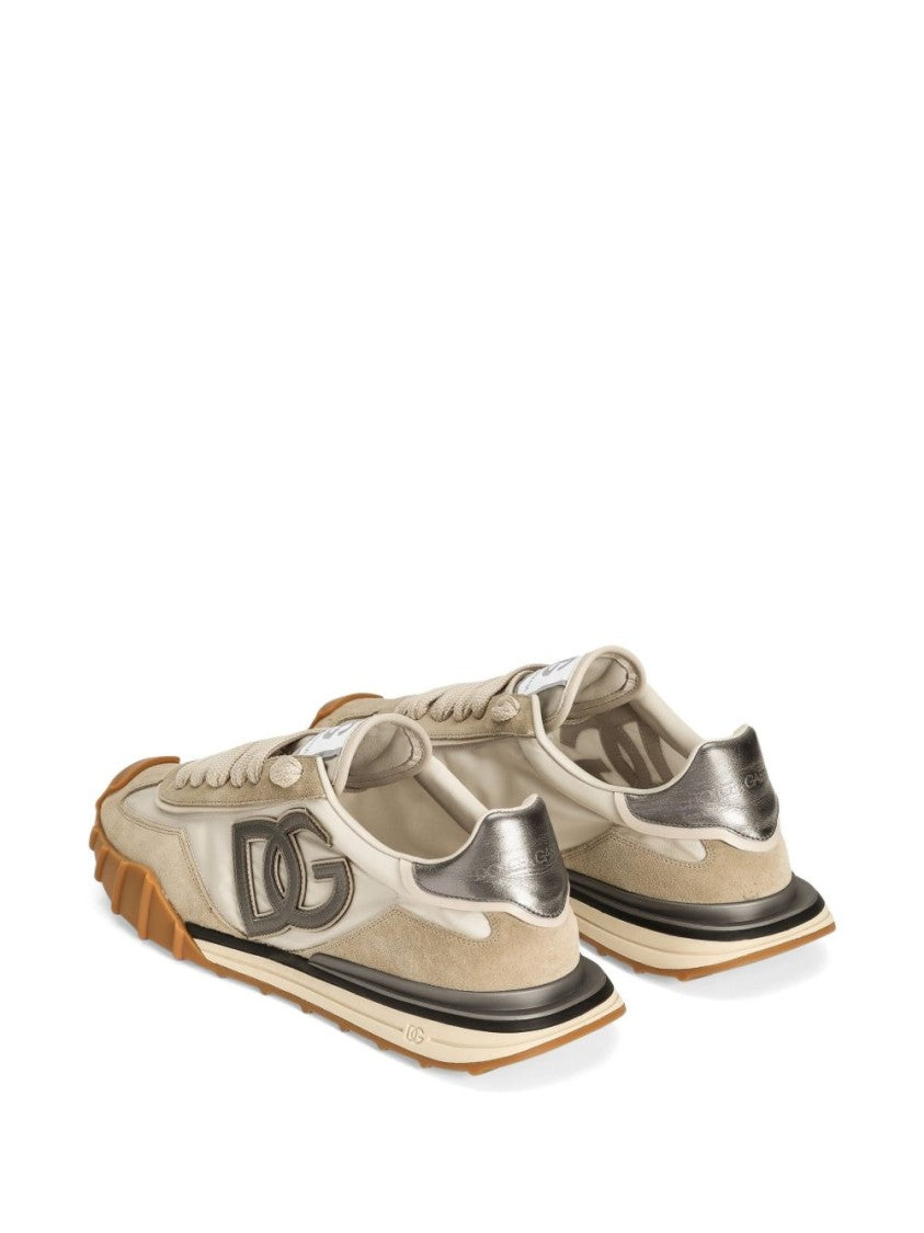 Dolce & Gabbana Beige Cream Suede Overlay Sneakers