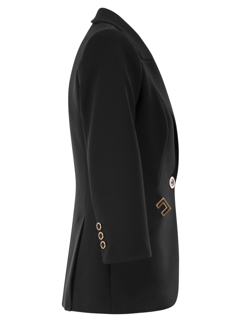 Elisabetta Franchi Double Stretch Crepe Jacket With Logo Details