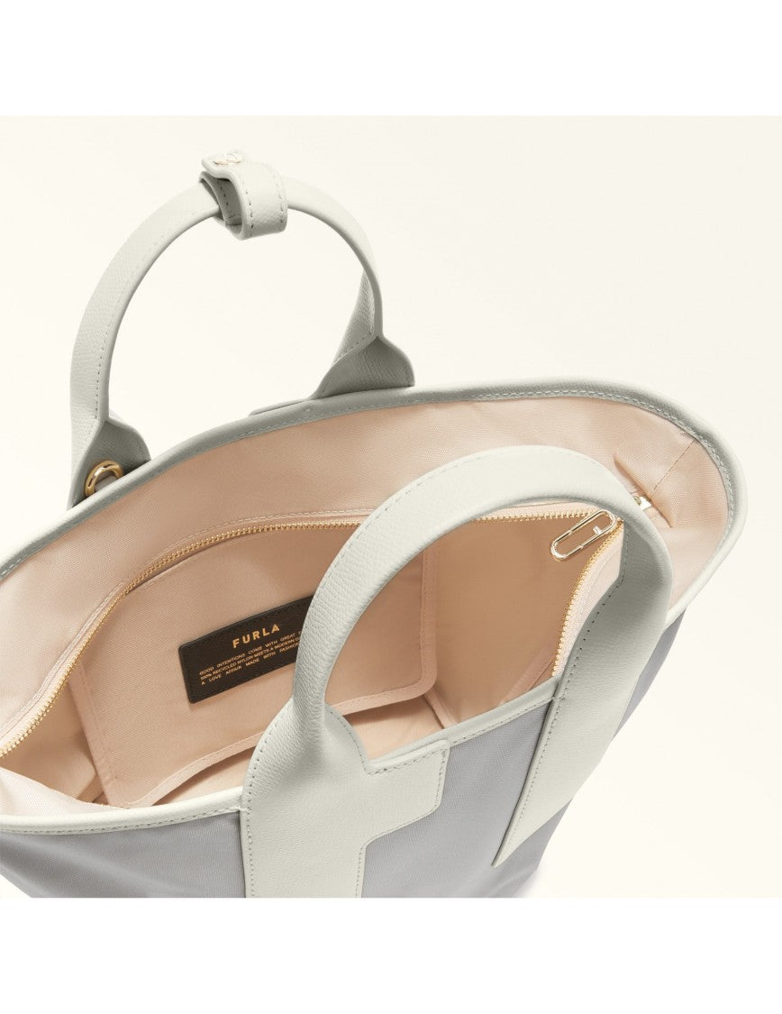 Furla Piuma M Tote Nylon Handbag Ash Color