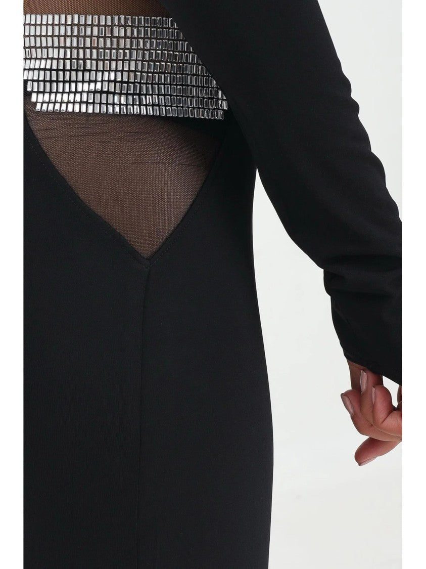 Patrizia Pepe Lycra Long Dress With Sculptural Fit And Unique Back Detail