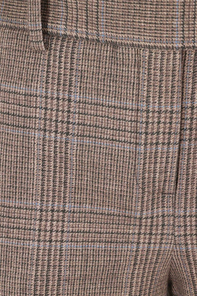 Circolo 1901 Brown Checkered Straight-Leg Pants With Classic Fit