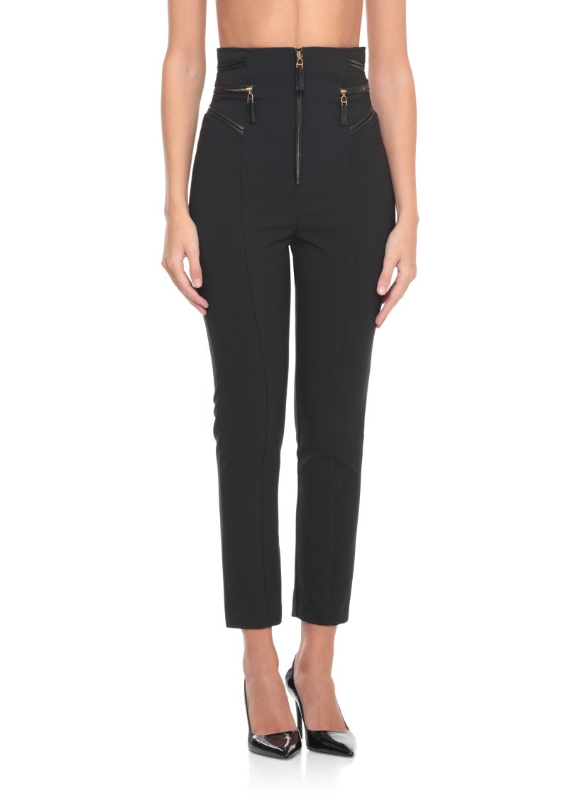 Elisabetta Franchi High Waist Cropped Pants With Zipper Detail
