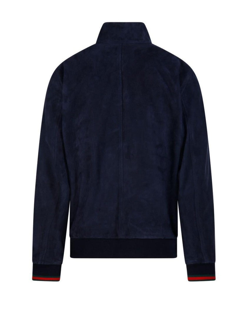 Gucci Luxurious Lamb Leather Bomber Jacket With Subtle Detailing