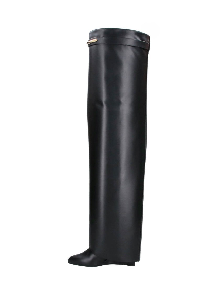 Givenchy Shark Pinch Knee-High Leather Wedge Boots