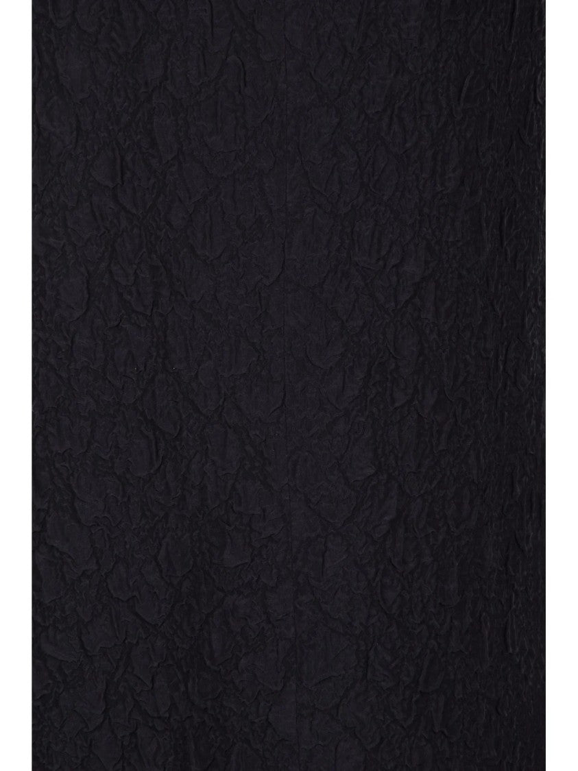 Dries Van Noten Black Seersucker Floral Viscose-Silk Midi Skirt