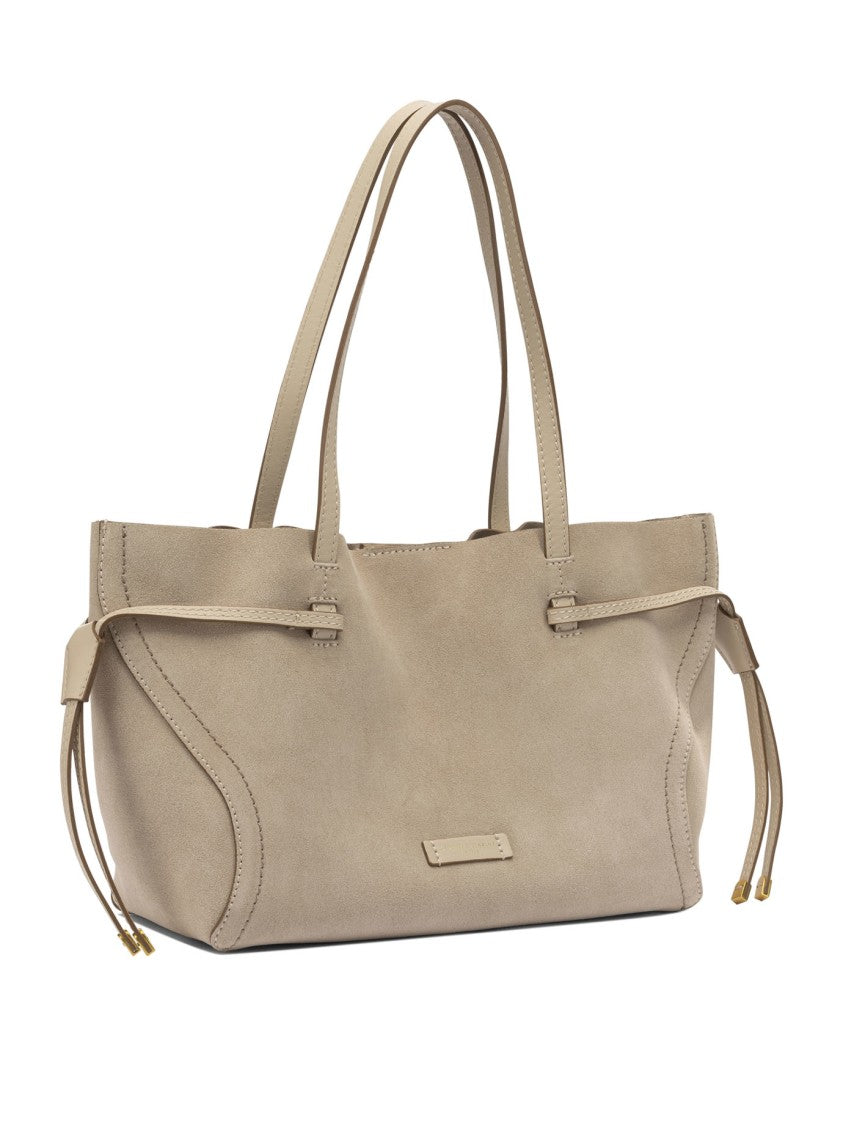 Gianni Chiarini Beige Suede Shoulder Bag With Dual Straps